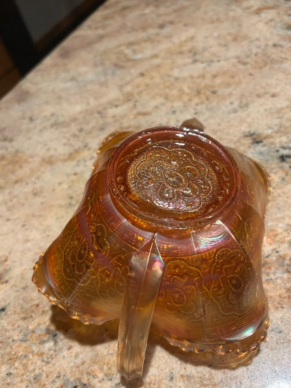 Fenton Persian Medallion Marigold  Carnival Glass Antique Bowl 5”x2.5”